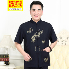 古萊登（GODLIKE） 短袖 男士T恤 黑色---男式夏季一整套系扣休閑服 