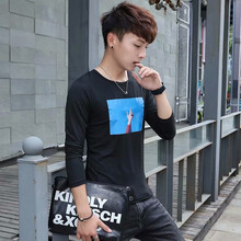 快樂嘉人 長袖 男士T恤 黑色長袖白色 160/84B，XL，L，XXL，M，XXXL