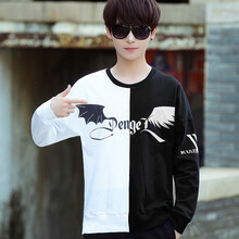 阿尼三 長(cháng)袖 男士T恤 白黑 