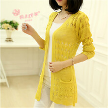 欧天娜 秋款女带领子毛衣甜美毛衣外套修身显