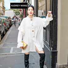 AUDREYWANG 純色 荷葉邊 連衣裙