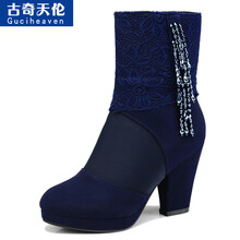 法蒂娜 中筒靴骑士靴英伦潮女靴真皮短靴 女 春