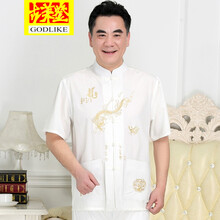 古萊登（GODLIKE） 短袖 男士T恤 白色---男式夏季一整套系扣休閑服 
