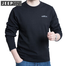 吉普（JEEP） 長(zhǎng)袖 男士T恤 黑色  TS0001 