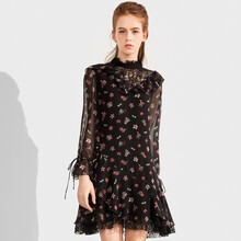 COLORMIKIBANA 植物花卉 荷葉邊，印花，蕾絲 連衣裙