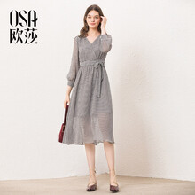 OSA 格子 深V款 連衣裙