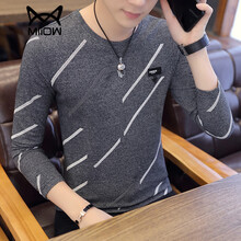 貓人（MiiOW） 長(zhǎng)袖 男士T恤 黑灰色 XL，L，M，XXXL，XXL