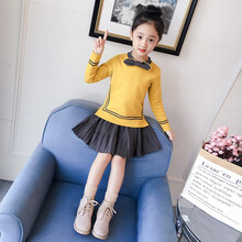 女童兩件套毛衣裙