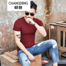 暢登（CHANGDENG） 短袖 男士T恤 酒紅色 