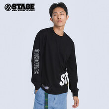 STAGE HYALINE OF WORLD 長(zhǎng)袖 男士T恤 黑色 
