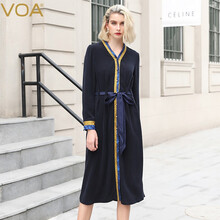VOA 純色 拼接，紐扣，褶皺，綁帶 連衣裙
