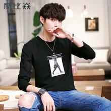 酷比焱 長袖 男士T恤 黑色6827 XL，L，XXL，M，XXXL