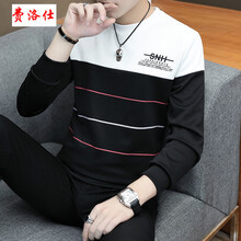 費洛仕（FIOOSU） 長袖 男士T恤 W14黑（常規(guī)） 