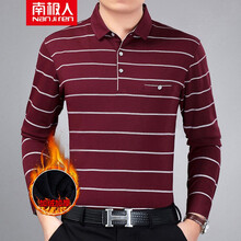 南極人（Nanjiren） 長袖 男士T恤 酒紅色【加絨款】 
