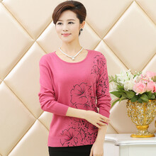 2014中老年女装秋装打底衫长袖毛衣V领中年女