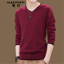 麥杉（MAISHAN） 長袖 男士T恤 暗紅 XL