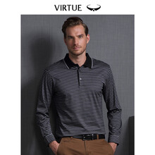 富紳（Virtue） 長袖 男士T恤 黑色條紋 S，XL，L，M，XXL