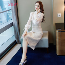 XTUFT 純色 荷葉邊，流蘇，拼接，釘珠，鑲鉆，拉鏈，褶皺，紗網(wǎng) 連衣裙