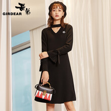 哥弟（GIRDEAR） 純色 綁帶 連衣裙
