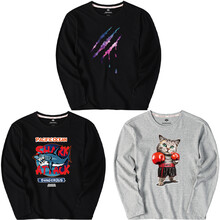 俞兆林（YUZHAOLIN） 長(cháng)袖 男士T恤 黑色-星點(diǎn)+黑色-海鯊+灰色-拳擊貓 