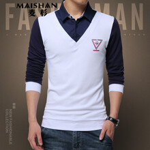 麥杉（MAISHAN） 長袖 男士T恤 白色 XL，L，XXL，XXXL，M