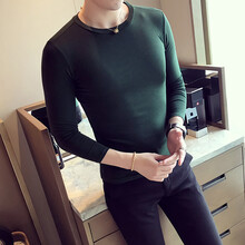 其他品牌 長(cháng)袖 男士T恤 T508小高領(lǐng)軍綠色長(cháng)袖 S，XL，L，M