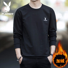 playboy 長袖 男士T恤 1841-黑色加絨 XL