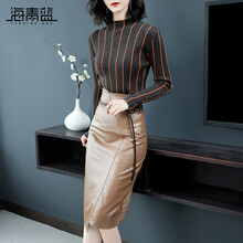 海青藍(lán)（CYANINE SEA）  不對稱，開衩，腰帶，不規(guī)則 連衣裙