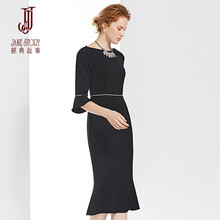 經(jīng)典故事（JANE STORY） 純色 荷葉邊 連衣裙
