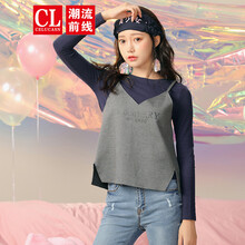 潮流前線(xiàn) 背帶 短袖 T恤 女 圓領(lǐng)