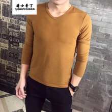 騎士普?。≒utin.Rider） 長(zhǎng)袖 男士T恤 淺棕色V領(lǐng) 