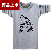 富貴鳥 長(zhǎng)袖 男士T恤 狼頭淺灰 