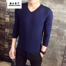 騎士普?。≒utin.Rider） 長(zhǎng)袖 男士T恤 深藍(lán)色V領(lǐng) 