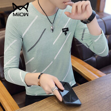 貓人（MiiOW） 長袖 男士T恤 水藍(lán)色 XL，L，XXL，XXXL，M