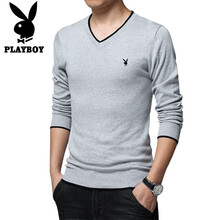 花花公子（PLAYBOY） 長(zhǎng)袖 男士T恤 灰色薄款 XL，4XL，5XL，L，XXL，XXXL，M