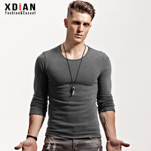 續(xù)點（XDIAN） 長袖 男士T恤 圓領深灰 