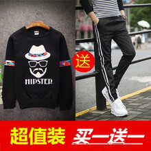 古萊登（GODLIKE） 長袖 男士T恤 帽子黑+(二條桿褲) S，XL，L，XXL，M