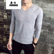 威覺(jué)（WEIJUE） 長(zhǎng)袖 男士T恤 灰色V領(lǐng)【購(gòu)買(mǎi)兩件送棉襪】 