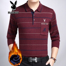 花花公子（PLAYBOY） 長(zhǎng)袖 男士T恤 3121紅色加絨 175/88A