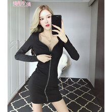 綺彤小鎮 純色 拉鏈 連衣裙