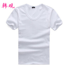 韓觀 短袖 男士T恤 純白V領 XL，L，M，XXL