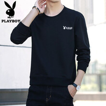 花花公子（PLAYBOY） 長(zhǎng)袖 男士T恤 黑色 XL，L，XXXL，XXL，M