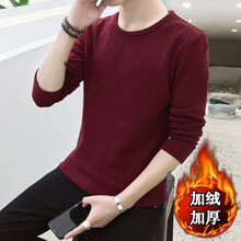 其他品牌 短袖 男士T恤 圓領(lǐng)紅色（加絨） XL，L，M，XXL，XXXL