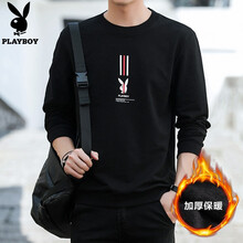 花花公子（PLAYBOY ESTABLISHED 1953） 長(zhǎng)袖 男士T恤 H306黑色加絨 