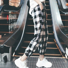 黑白格子女褲九分