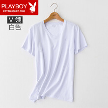 PLAYBOY 短袖 男士T恤 V領(lǐng)白色 