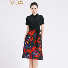 VOA 大花 拼接，印花 連衣裙
