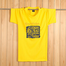 K L B ZHE 短袖 男士T恤 黃色 XL，L，XXXL，XXL，加大，M
