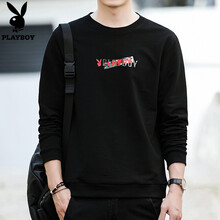 花花公子（PLAYBOY） 長袖 男士T恤 304黑色 