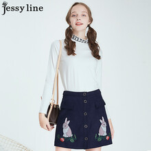 Jessy line 刺繡 短袖 T恤 女 圓領(lǐng)